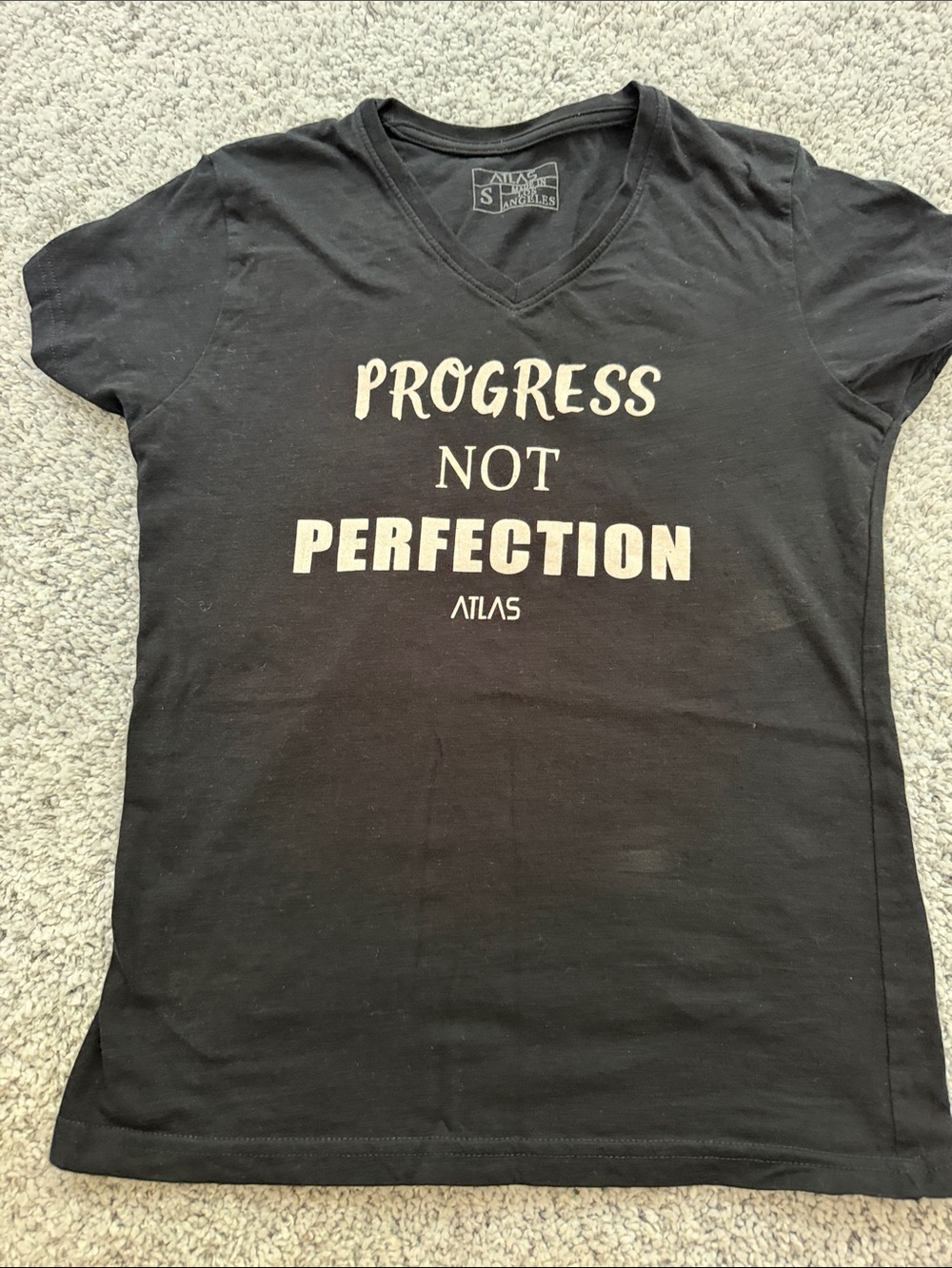 Atlas 'Progress Not Perfection' Black V-Neck Tee